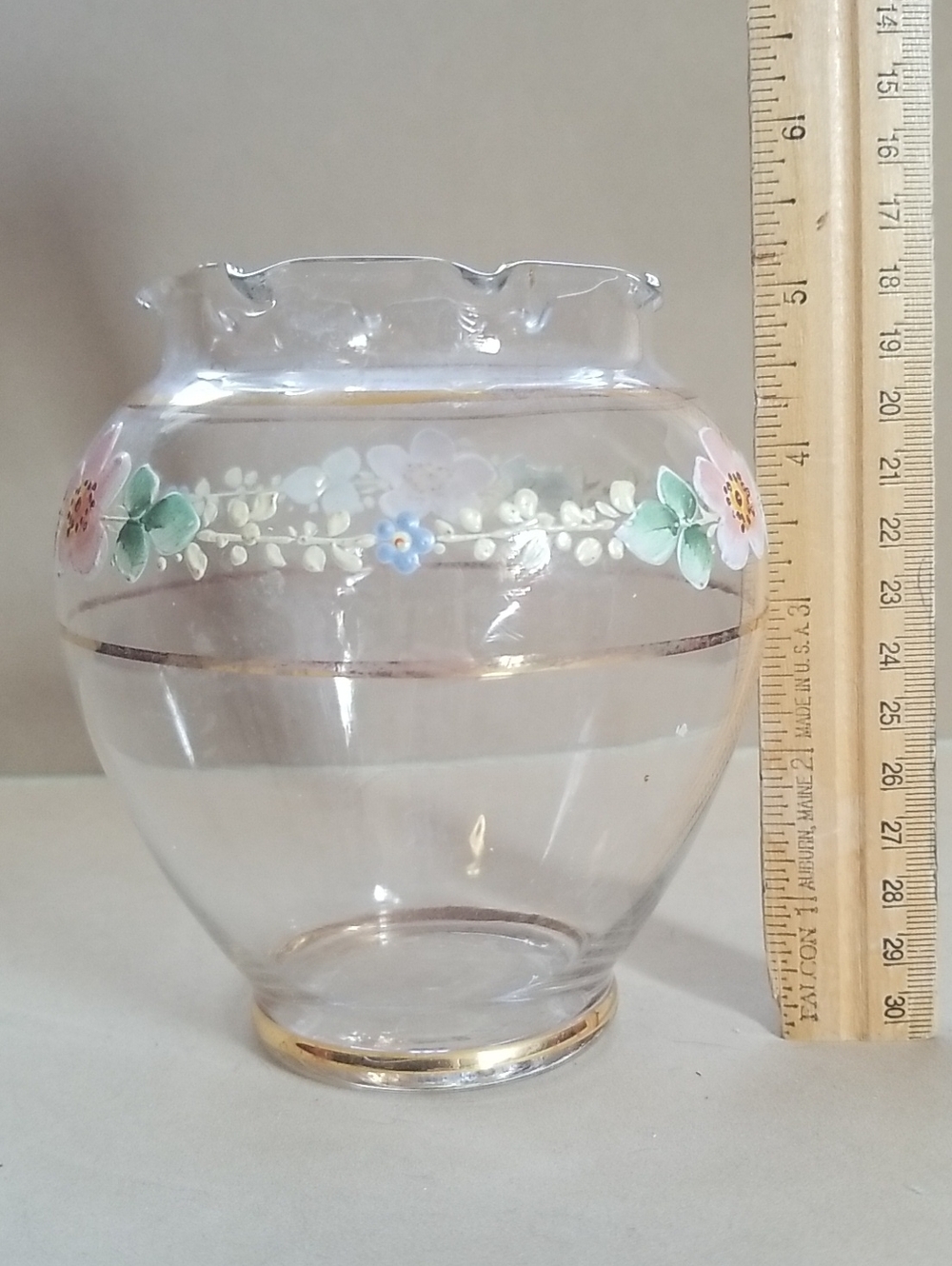 Hand-Painted Vase With Ruffled Neck - Picture 2 of 4